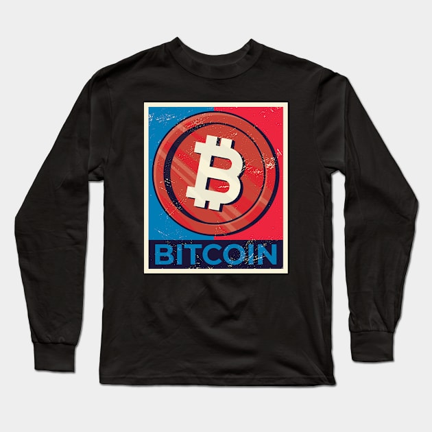 Political Bitcoin Design I Vintage BTC Bitcoin Long Sleeve T-Shirt by az_Designs